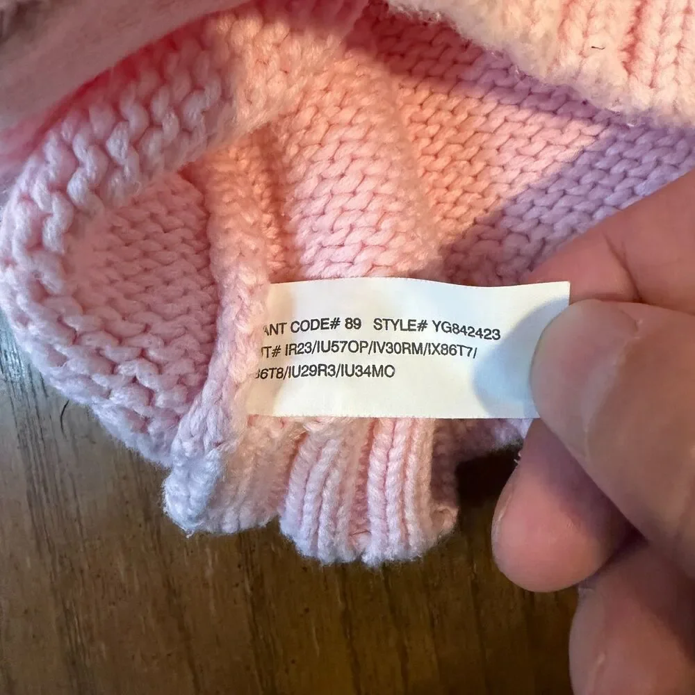 Ralph Lauren Baby Girl 6M Pink Cotton Knit Hooded Zip Sweater Pony Logo